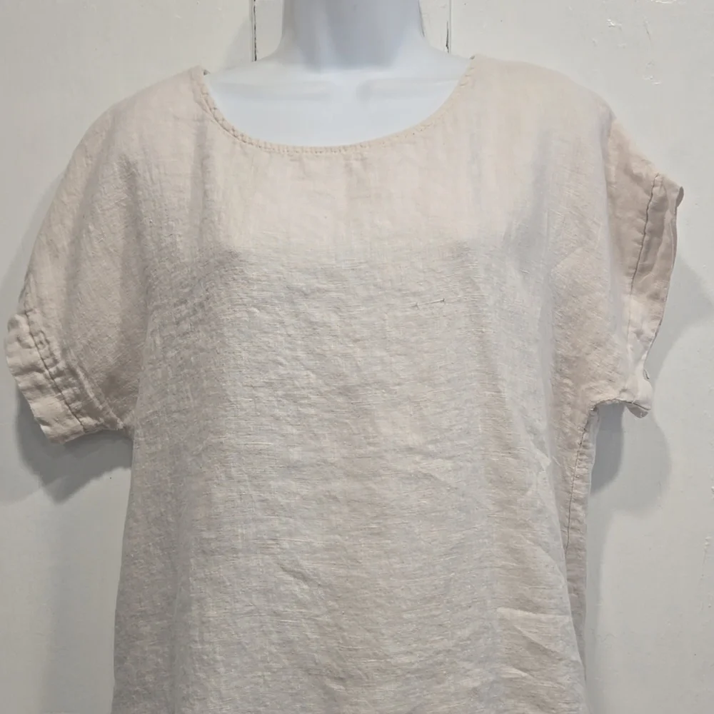 TERZO MILLENNIO 100% LINEN HI LOW TUNIC. SIZE LARGE. #7601 - Picture 1 of 10